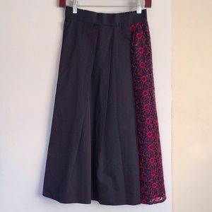 Lanvin en bleu midi skirt with lace inset NWT